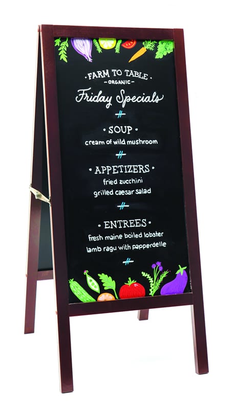 Magnetic Sidewalk Chalkboard with Mahogany Finish